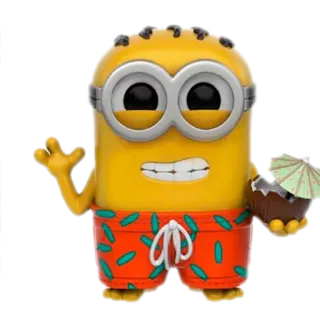 🍹 0f2619d2 Minion kreskówka, Minionki, plaża, lato, napój kokosowy telegram sticker