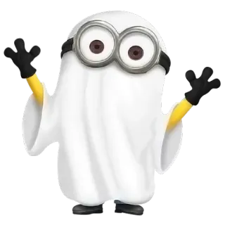 👻 2d40f397 Minion Despicable Me kreskówka, duch, halloween, kostium, minionek telegram sticker
