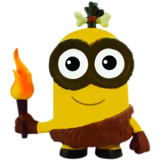 🔥 98bdbe0b Minion Kreskówka, Minionki, Pochodnia, Człowiek jaskiniowy, Prymitywny, Żółty, Zabawny, Animowany telegram sticker