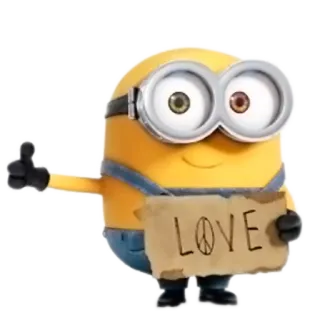 💌 9ee2c1cb Minion Despicable Me LOVE kreskówka, pokój, miłość, minionek, gru, Dru i Minionki, film telegram sticker