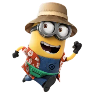 🏃 c8a2ed55 Minion Kreskówka, Minionki, Tropikalny, Plaża, Szczęśliwy telegram sticker