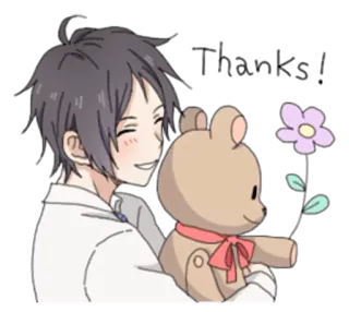 😄 1da8808f 动漫, 男孩, 泰迪熊, 花, 可爱, 插图 telegram sticker