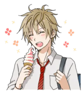 😄 289004b8 动漫, 冰淇淋, 开心, 校服, 青少年, 可爱, 花 telegram sticker