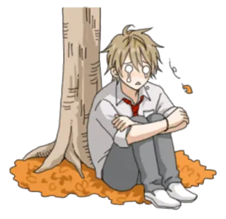 😢 66bf6346 悲伤, 动漫, 男孩, 哭泣, 孤独, 情感 telegram sticker