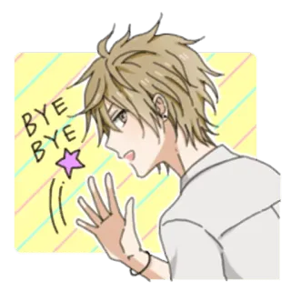👋 6fb12103 BYE BYE 动漫, 告别, 挥手, 星星, 再见, 快乐 telegram sticker