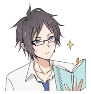 📖 89443ed2 动漫, 漫画, 角色, 眼镜, 书, 阅读 telegram sticker