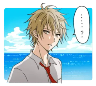 ❓ 986a0d96 ......? 动漫, 男孩, 问题, 海洋, 漫画, 卡通 telegram sticker