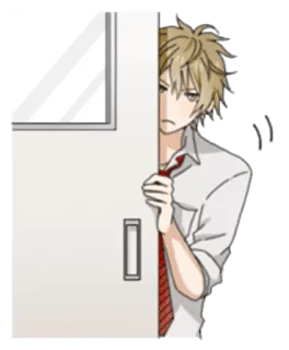 👀 c7668d16 动漫, 漫画, 男学生, 门, 偷看, 金发 telegram sticker