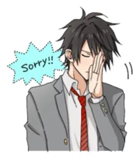 🙇 d868073b Sorry!! 道歉, 动漫, 后悔, 抱歉, 卡通, 情绪化, 学生 telegram sticker