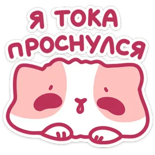 🥱 e0e0c2f4 Я ТОКА ПРОСНУЛСЯ gatto, carino, kawaii, animali, russo, cartoni animati telegram sticker