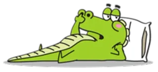 🐊 720873a5 kartun, buaya, binatang, bantal, mengantuk, sedih, hijau telegram sticker