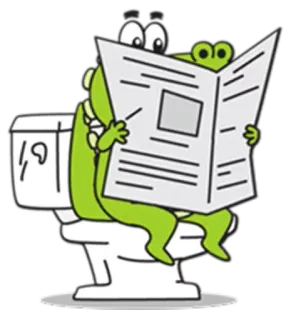🐊 dacc1af5 katak, toilet, membaca, kartun, binatang, koran telegram sticker