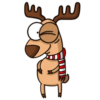 😉 7ec7d9ca 驯鹿, 卡通, 围巾, 可爱, 圣诞节, 假日 telegram sticker
