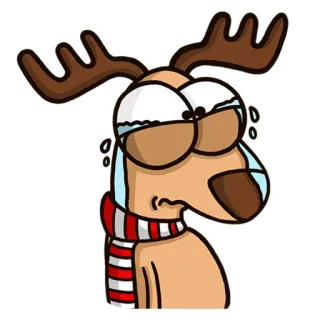 😭 bd54ea83 驼鹿, 哭泣, 悲伤, 围巾, 卡通, 动物, 贴纸 telegram sticker