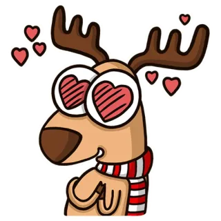 😍 bf2dd064 鹿, 驯鹿, 心, 爱, 可爱, 动物 telegram sticker