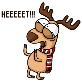 🙅‍♀️ da7d8788 HEEEET!!! 鹿, 动物, 卡通, 驯鹿, 围巾, 有趣, 冬天 telegram sticker