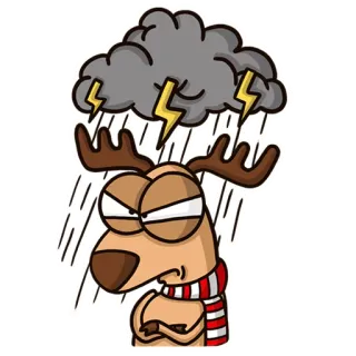 😡 f1959ae1 驼鹿, 暴风雨, 生气, 天气, 卡通, 冬天 telegram sticker