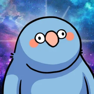 😂 af8c84e7 мультфильм, птица, синий, милый, стикер, смешной telegram sticker