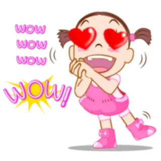 😍 124ba7cd WOW WOW WOW WOW! wow, cuori, amore, eccitazione, cartone animato telegram sticker