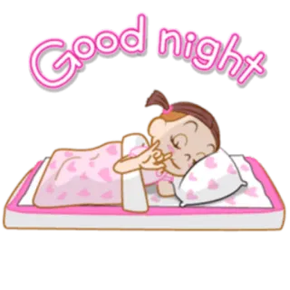 😴 9b96f2f8 Good night buonanotte, dormire, letto, cartoni animati, ragazza, carina telegram sticker