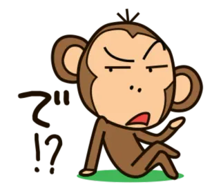 🐵 16206389 で? małpa, zły, pytanie, kreskówka, zwierzę telegram sticker