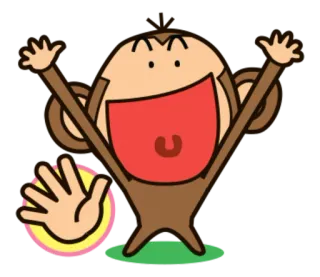 🐵 47e63779 małpa, szczęśliwy, kreskówka, zwierzę, naklejka telegram sticker