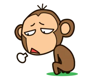🐵 538ab86d małpa, smutny, zwierzę, kreskówka, wyczerpany, zmęczony telegram sticker