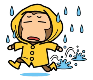 🐵 6e3aebbf małpa, deszcz, płaszcz przeciwdeszczowy, smutny, kreskówka telegram sticker