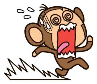 🐵 788b0572 małpa, kreskówka, bieganie, przestraszony, zszokowany, zirytowany telegram sticker