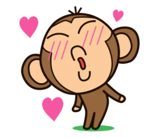 🐵 b7ceb70e małpa, miłość, serca, słodkie, kreskówka, zwierzę telegram sticker