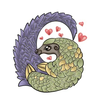 😍 041fb32a Schuppentier, Tier, Liebe, süß, Herzen, Aufkleber, Illustration, Kunst whatsapp sticker