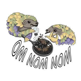 😋 576fc1e6 OM NOM NOM Schuppentier, Ameisen, Essen, Süß, Mampf mampf, Illustration whatsapp sticker