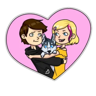 💖 2eb188a9 Kartun, Pasangan, Anjing, Husky, Cinta, Hati, Merah Muda telegram sticker