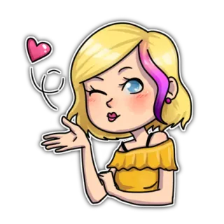 😘 ce6d6a7f gadis, kedipan, ciuman, hati, kartun, pirang, imut telegram sticker