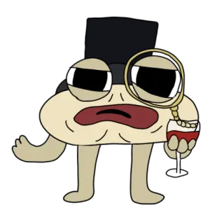 🧐 6ba130d8 Cartoon, Personage, Wijn, Monocle, Hoge hoed, Chique, Stijlvol telegram sticker