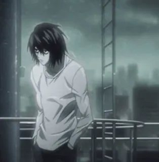 🖤 75db31dc L Death Note Anime, Mangá, Personagem, Intelectual, Detetive, Sombrio telegram sticker