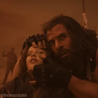 😦 4741d974 violenza, aggressione, soffocamento, post-apocalittico, scena del film telegram sticker