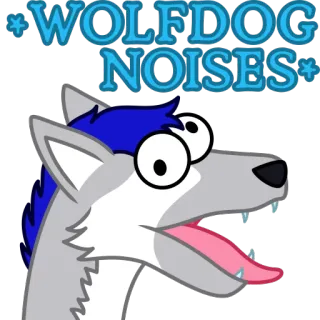 🐺 61c56190 WOLFDOG NOISES lobo, perro, híbrido, animal, dibujos animados, humor, texto whatsapp sticker