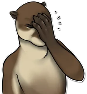 ✋ 638246f3 นาก, เอามือก่ายหน้าผาก, ผิดหวัง, สัตว์, อาย, การ์ตูน telegram sticker