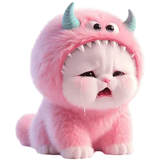 😩 07a02bed gatto, gattino, piangere, mostro, carino, rosa, peloso, triste telegram sticker