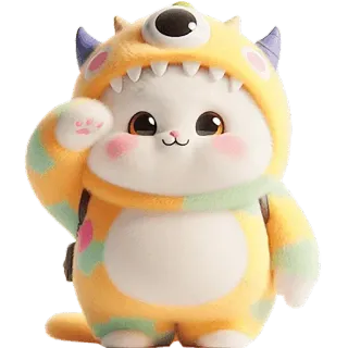 🫡 37e47047 gatto, mostro, carino, kawaii, peluche, animale telegram sticker
