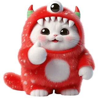 👍 9856f212 gatto, mostro, carino, gattino, animale, cosplay telegram sticker