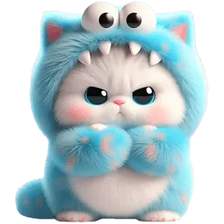 😤 a0431679 gatto, mostro, carino, animale, peloso, cartone animato telegram sticker