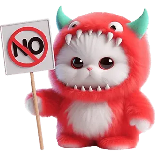 👎 b854655f NO gatto, mostro, carino, adesivo, cartone animato, peloso, animale telegram sticker