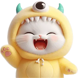 ✋ e340851a gatto, mostro, carino, cartone animato, animale, kawaii telegram sticker