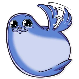 👋 962053f9 phoque, animal, mignon, dessin animé, autocollant, bleu, mammifère telegram sticker
