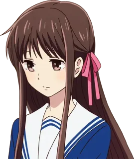 😔 4d34cc9c Tohru Honda Fruits Basket Anime, Femenino, Uniforme escolar, Personaje, Chica whatsapp sticker