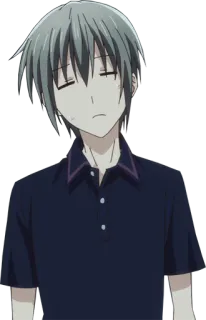 😞 65a70b04 Yuki Sohma Fruits Basket Anime, Manga, Chico, Personaje, Pelo Gris, Fruits Basket whatsapp sticker