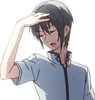 🤦‍♂ dac35346 anime, chico, sudando, cansado whatsapp sticker