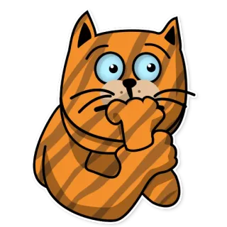 😳 e9db67b4 猫, 考えている, 心配, オレンジ, 漫画, 動物, ステッカー telegram sticker